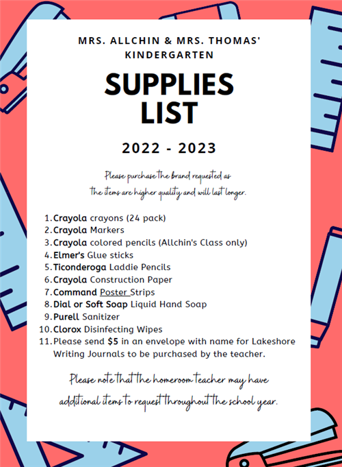 KDG supply list